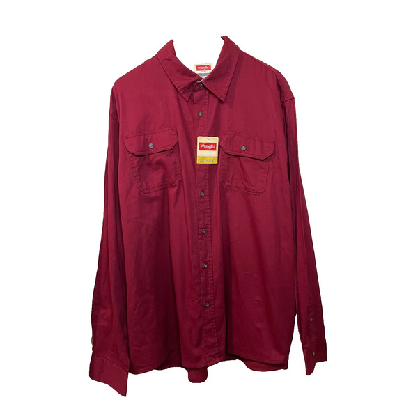 Wrangler Other - Wrangler Dress Shirt Burgundy Button Up Premium Quality Long Sleeve Shirt NWT